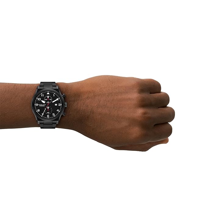 Oversized Panorama Black-Tone Chronograph Men's Watch - MK9198
