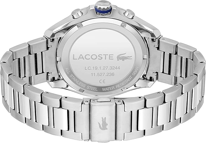 LACOSTE TIEBREAKER BLACK DIAL STEEL CHRONOGRAPH WATCH - 2011155