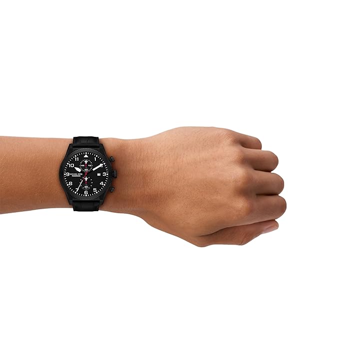 Michael Kors Panorama Chronograph Black Quartz Leather Watch MK9201