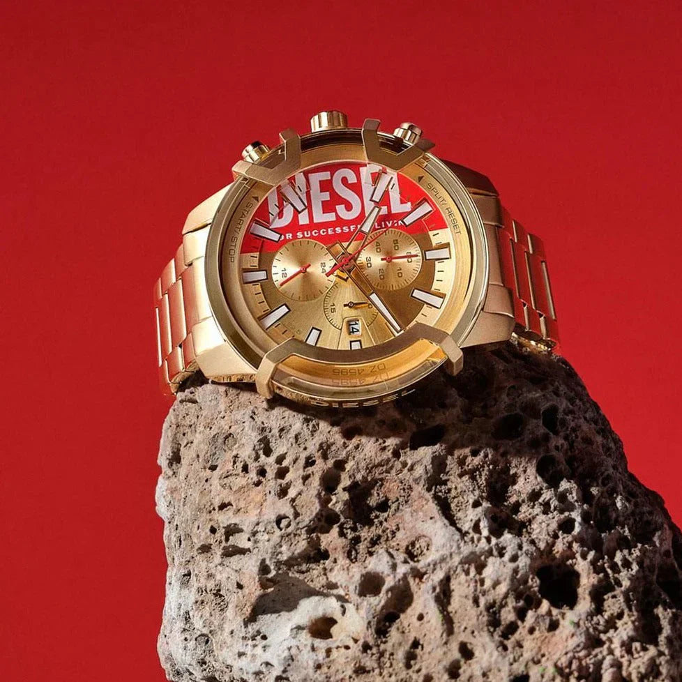 Diesel Griffed Chronograph 48mm Gold Dial Men's Watch DZ4595