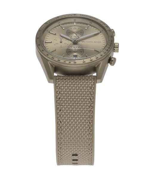 Oversized Accelerator Gold Tone Beige Rubber Strap Men's Watch MK9145