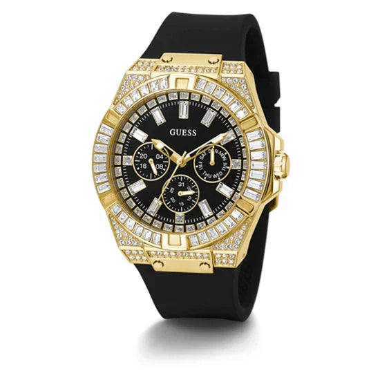 Guess black silicone strap gold case Men's Watch - GW0208G2