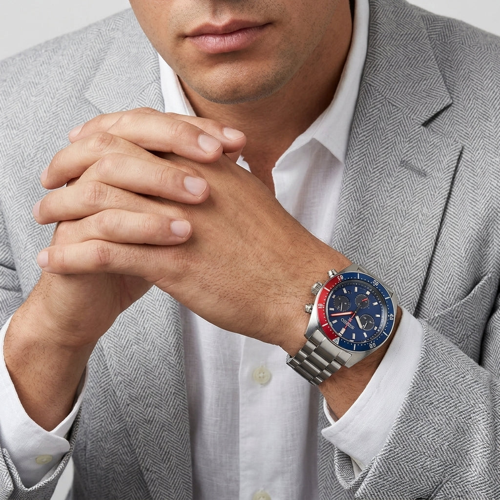 Seiko Pepsi Speedtimer Silver Men's Watch SSC913P1