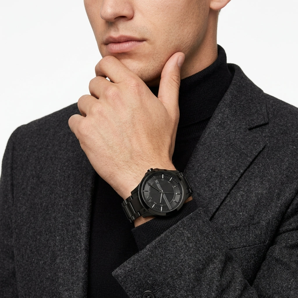 Armani Exchange Hampton Black Dial All Black Men's Watch - AX2104