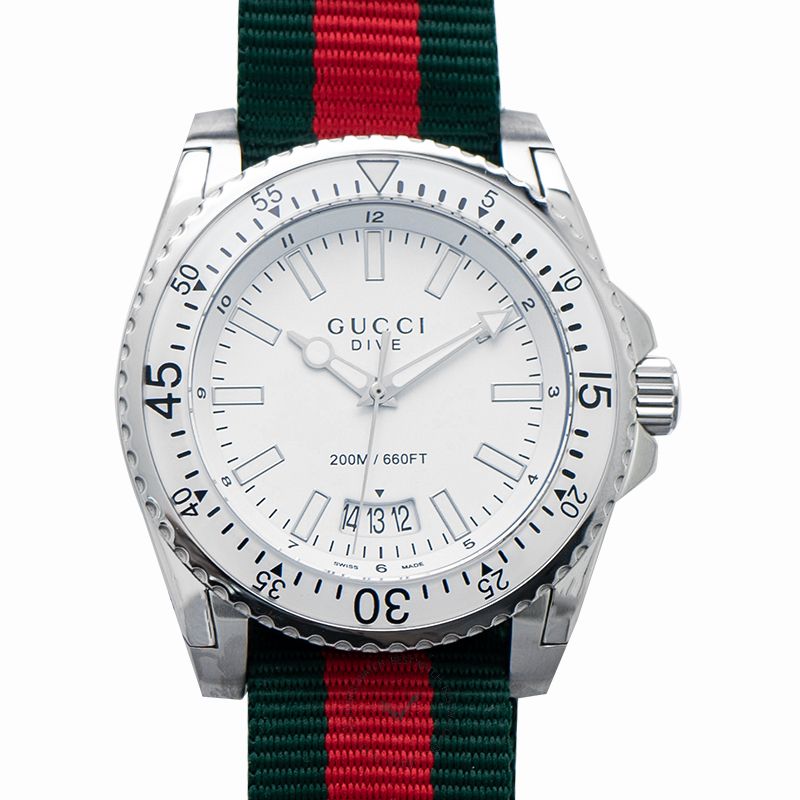 Gucci Dive Silver Dial Stainless Steel Quartz Men's Watch - YA136207