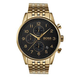Hugo Boss Stunning Gold Navigator Black Chronograph S/Steel Men's Watch #1513531 - Watches of New Zealand