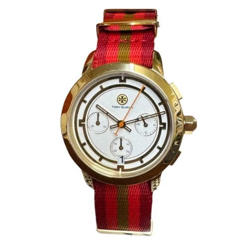 Tory Burch The Tory Chronograph White Dial Tri Tone NATO Strap Watch for Women - TBW1036