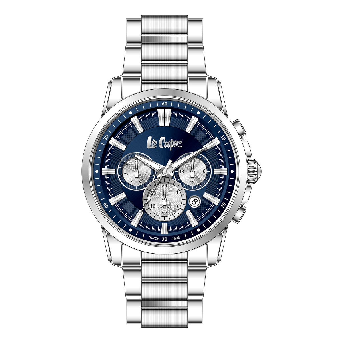 Lee Cooper Malo Multifunction Blue Dial Silver Watch - LC08068.390