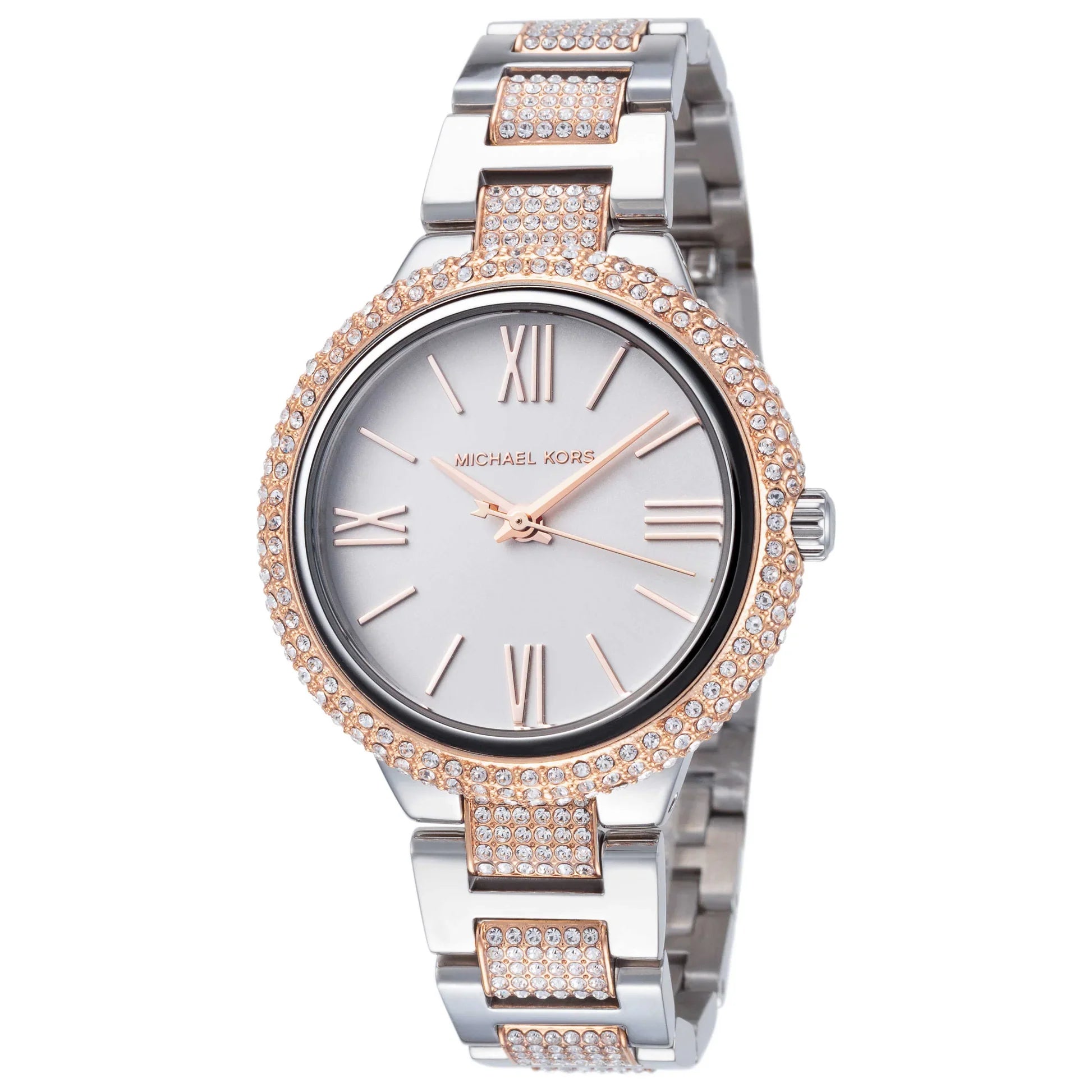 Michael Kors Taryn Rose Gold & Silver Glitz Pave Two Tone Watch MK4461