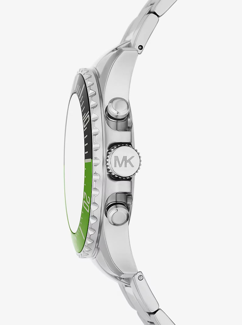 Michael Kors Oversized Everest Silver-Tone Watch in JUNGLE GREEN - MKO1157