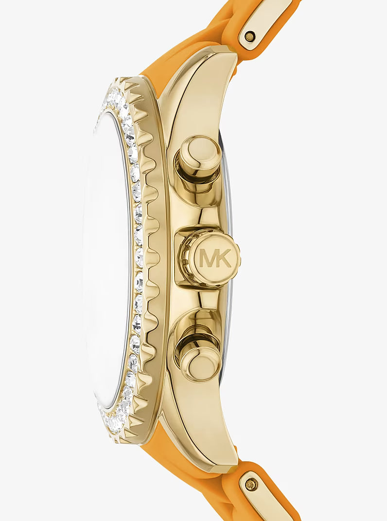 Michael Kors Everest Pavé Gold-Tone and Silicone Watch - MKO1177