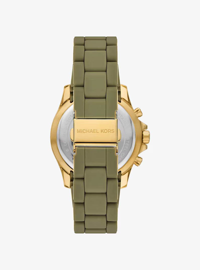 Michael Kors Oversized Everest Pavé Gold-Tone and Silicone Watch - MKO1201