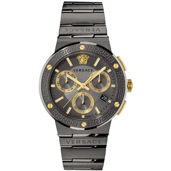 Versace Greca Logo Chronograph Quartz Grey Dial Men's Watch VEZ900521