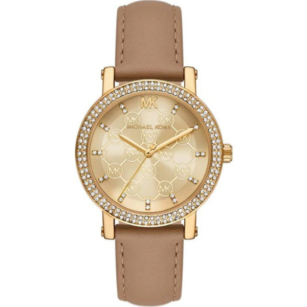 Michael Kors Corey Analog Gold Dial Brown Leather Strap Women's Watch - MK2986