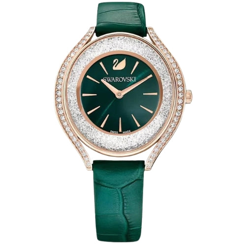 Swarovski Crystalline Aura Green Dial Green Leather Strap Watch for Women - 5644078