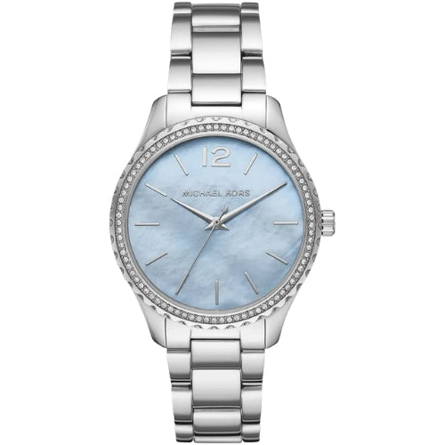 Michael Kors Layton Crystal Blue Dial SIlver Women's Watch - MK6847