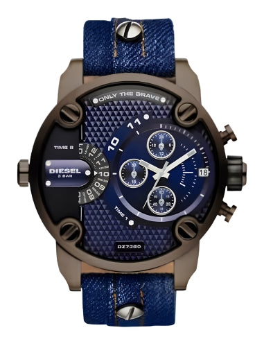 Diesel Little Daddy Brown Case and Blue Denim Strap - DZ7320