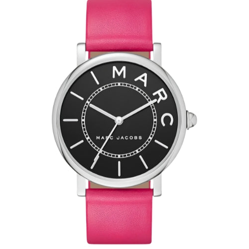Marc Jacobs Roxy Black Dial Pink Leather Silver Watch - MJ1535