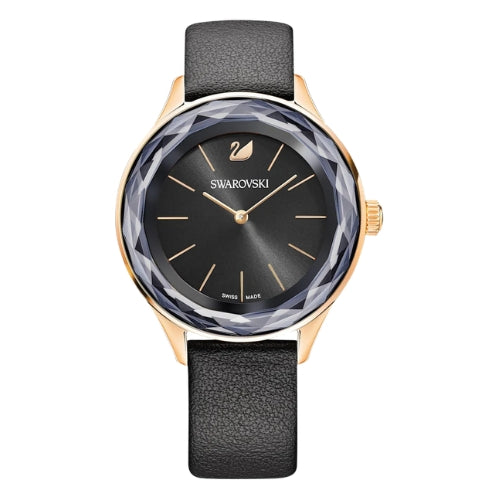 Swarovski Octea Nova Grey Dial Grey Leather Strap Watch for Women - 5295358