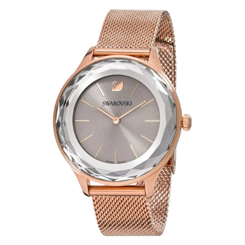 Swarovski Octea Nova Gray Dial Quartz Rose Gold PVD Steel Milanese Bracelet Women's Watch 5451634