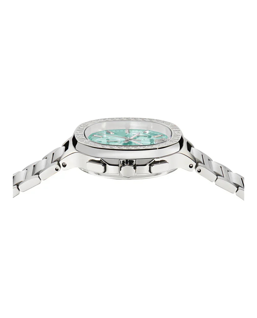 Versace V-Chrono Square Chronograph Quartz Turquoise Dial Watch VEVCA0324