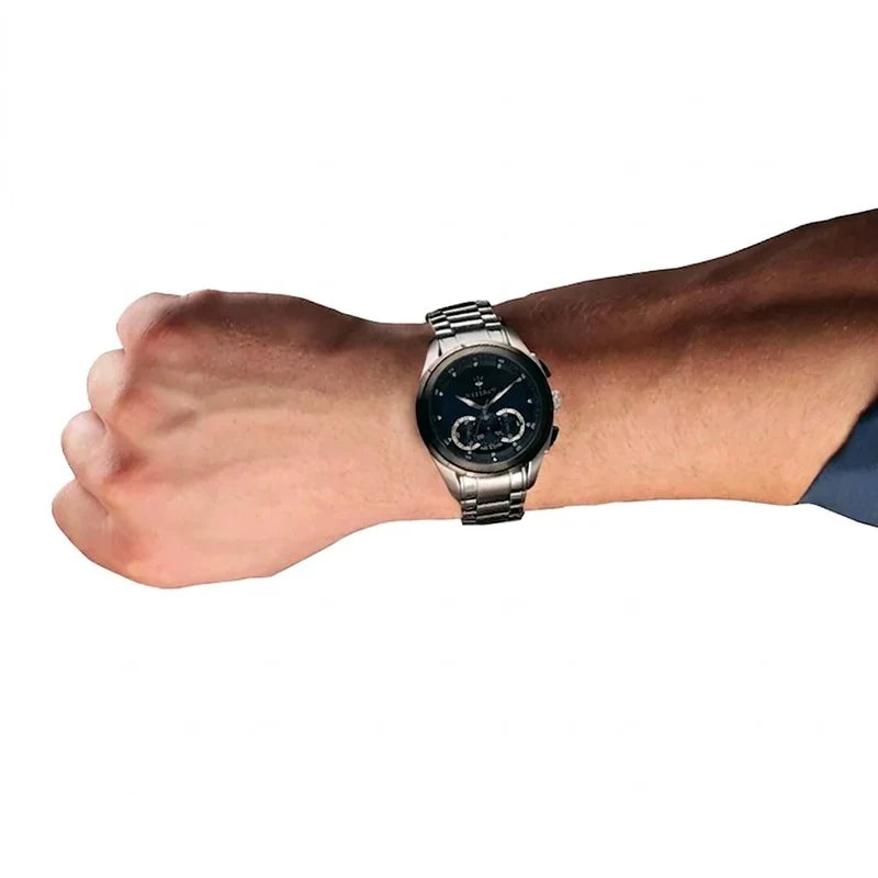 Maserati Traguardo Chronograph Stainless Steel 45mm Blue Dial Sport Style Men’s Watch - R8873612039