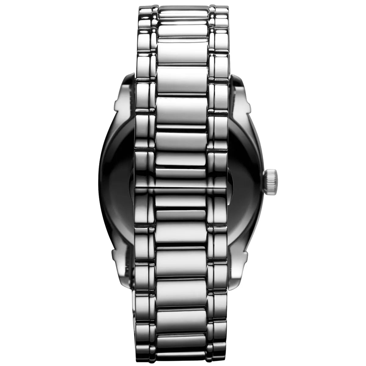 Emporio Armani Carmelo AR0339 watch from side angle showing metal bracelet
