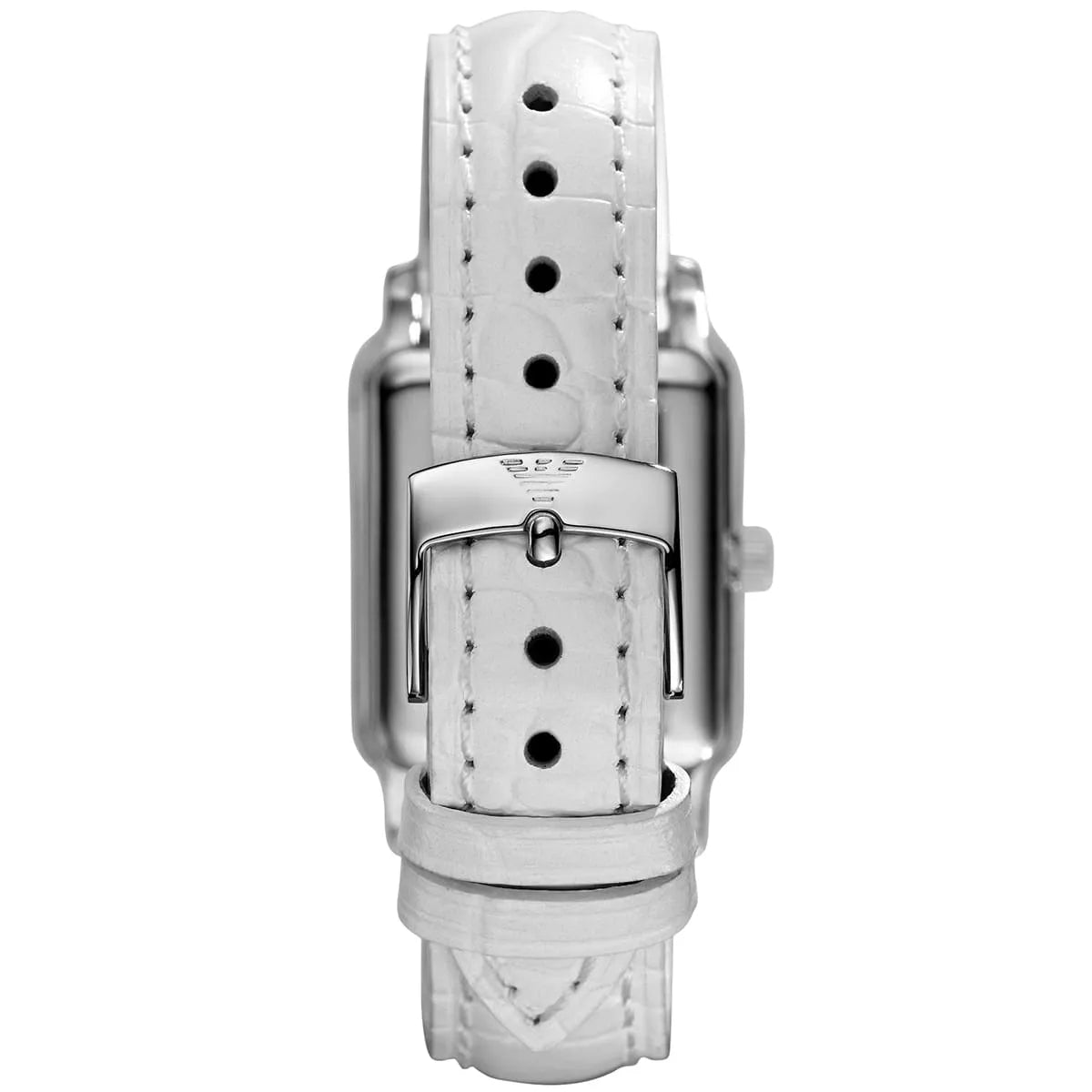 AR0420 white leather strap with crocodile texture and adjustable buckle detail
