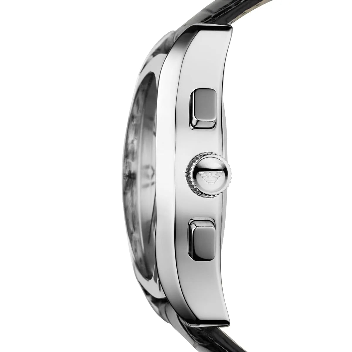 AR0669 chronograph watch side profile showing case thickness and pushers