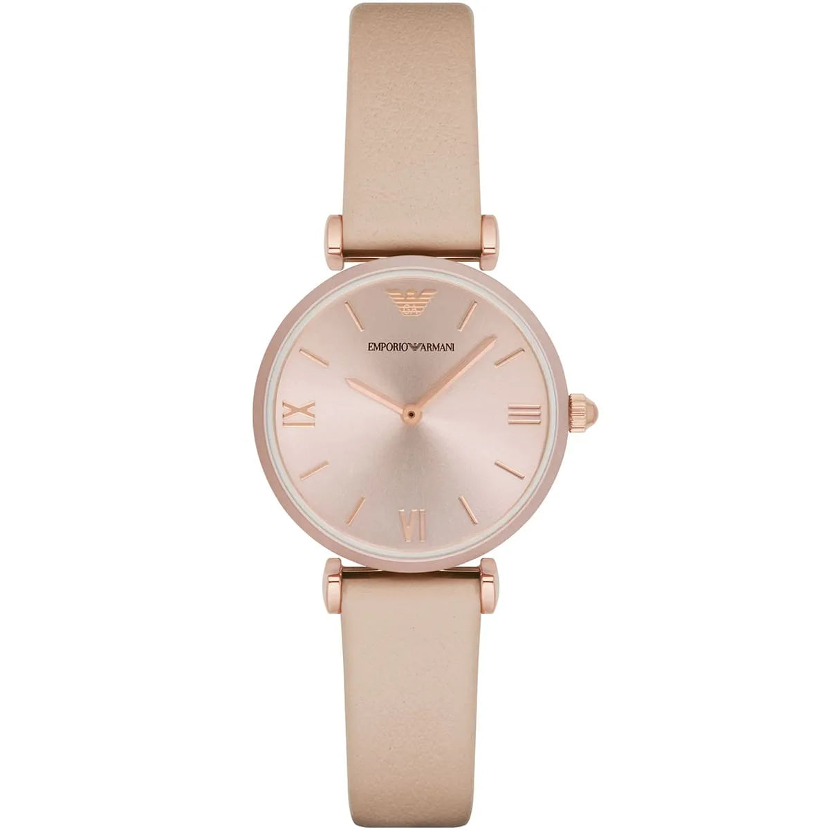 Emporio Armani Gianni T-Bar women's watch with rose gold dial and pink leather strap