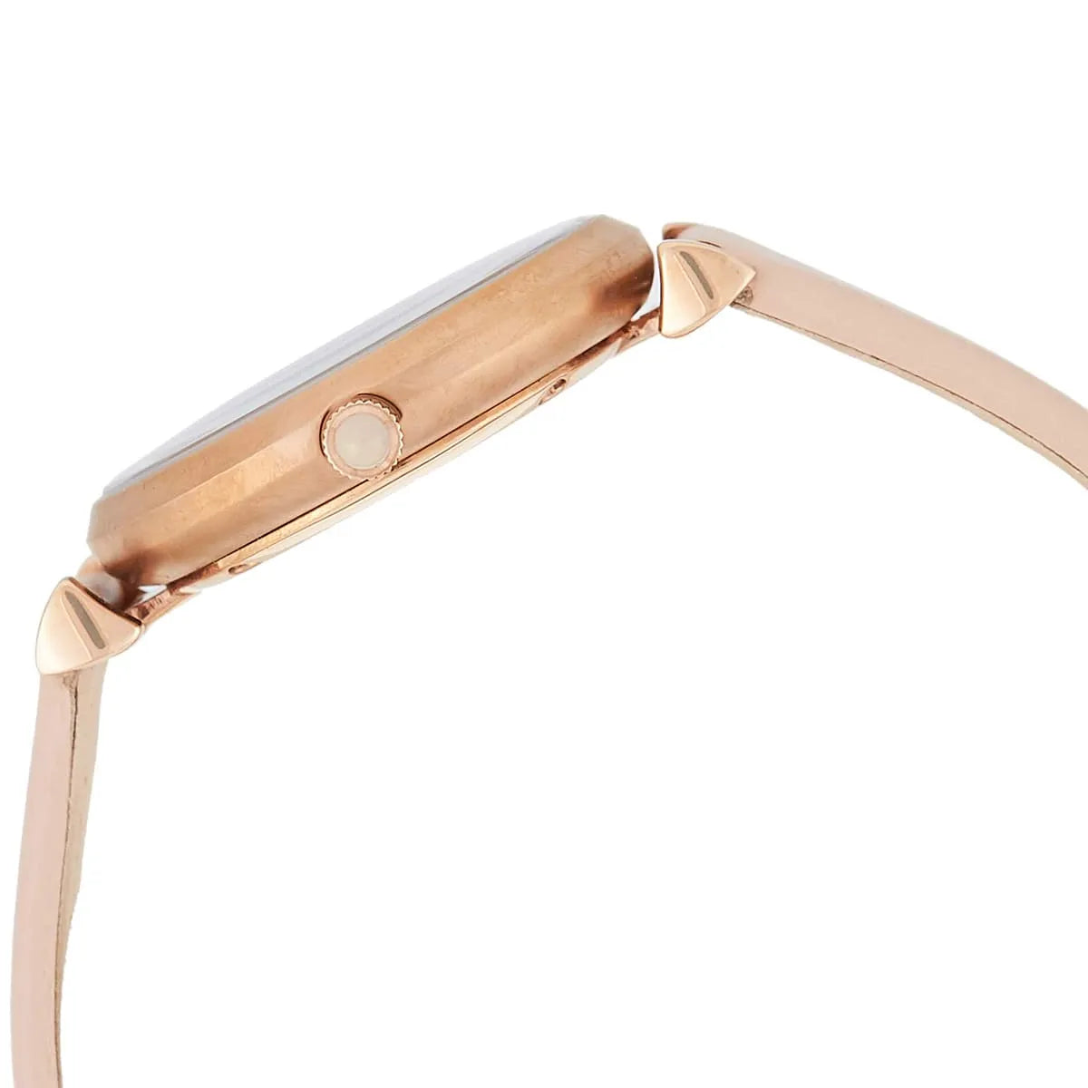 Emporio Armani Gianni T-Bar watch side profile showing rose gold case and T-bar lugs