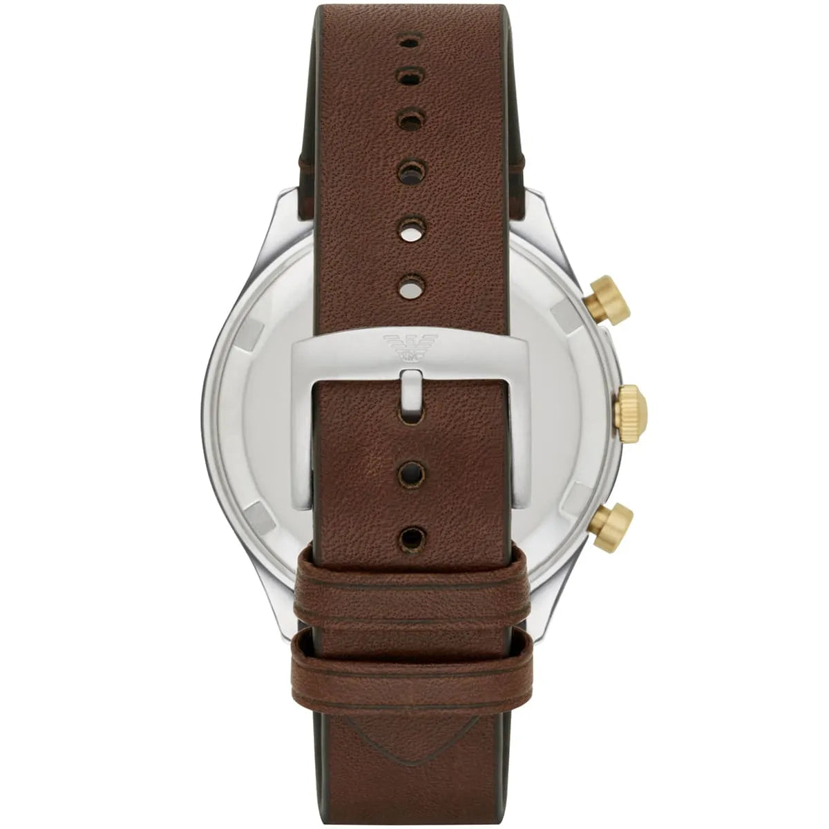 Emporio Armani Chronograph White Dial Brown Leather Strap Watch For Men - AR11033