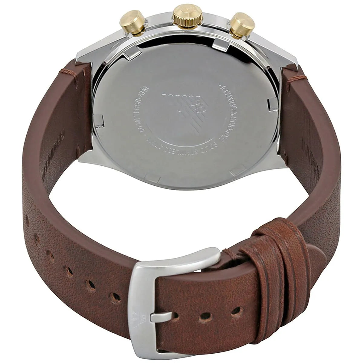 Emporio Armani Chronograph White Dial Brown Leather Strap Watch For Men - AR11033