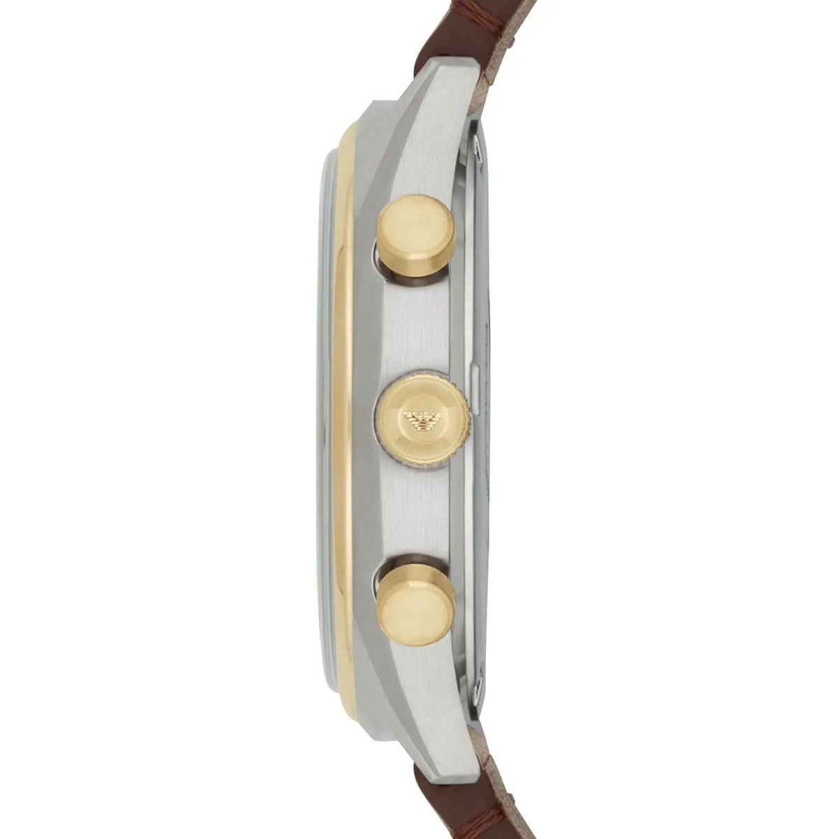 Emporio Armani Chronograph White Dial Brown Leather Strap Watch For Men - AR11033