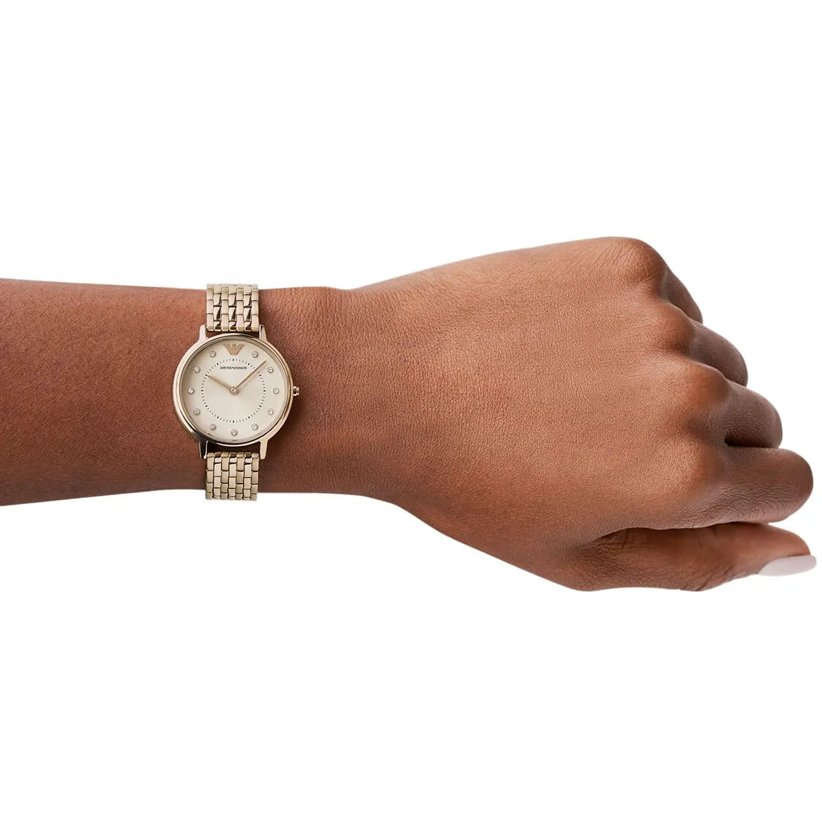 Emporio Armani Dress Quartz Gold Dial Gold Steel Strap Watch AR11062
