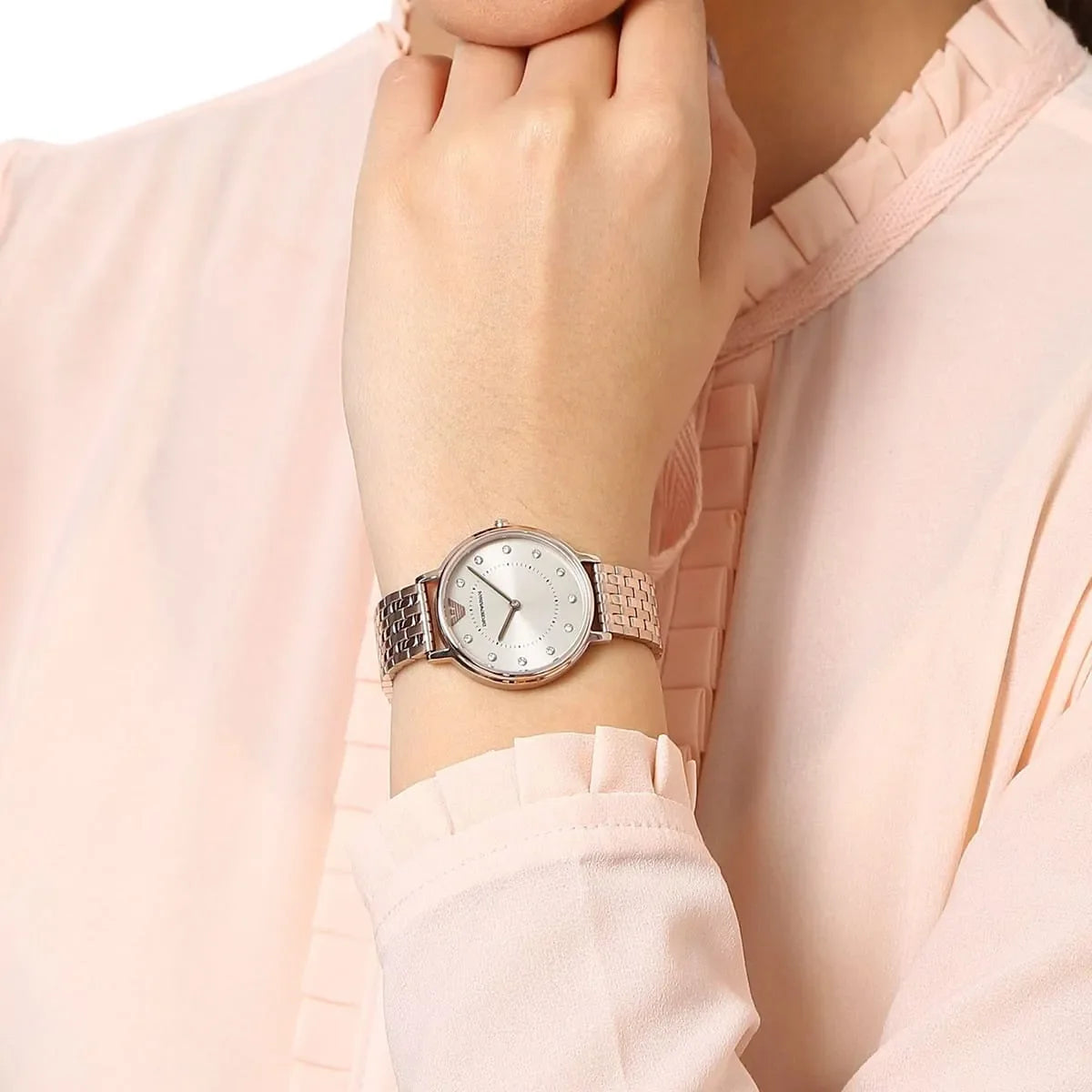Emporio Armani Dress Quartz Gold Dial Gold Steel Strap Watch AR11062