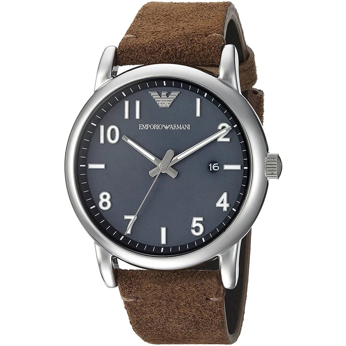 Emporio Armani Luigi Quartz Gray Dial Brown Leather Strap Watch For Men AR11070