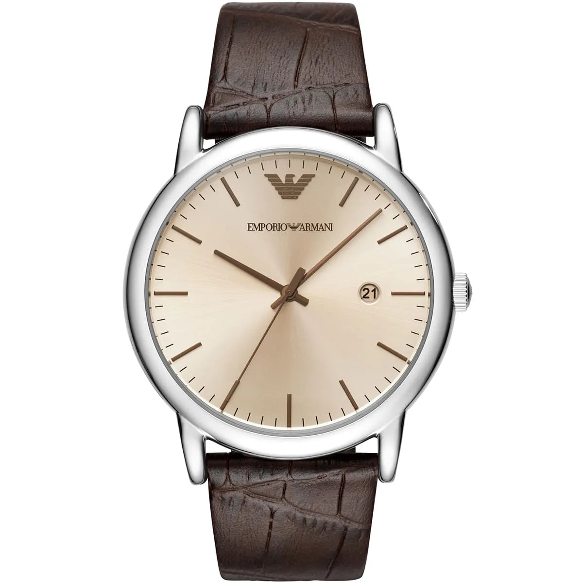 Emporio Armani Luigi watch with bronze dial and brown leather strap