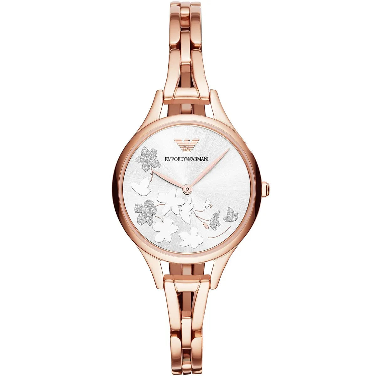 Emporio Armani Aurora Quartz Silver Dial Gold Steel Strap Women's Watch - AR11108