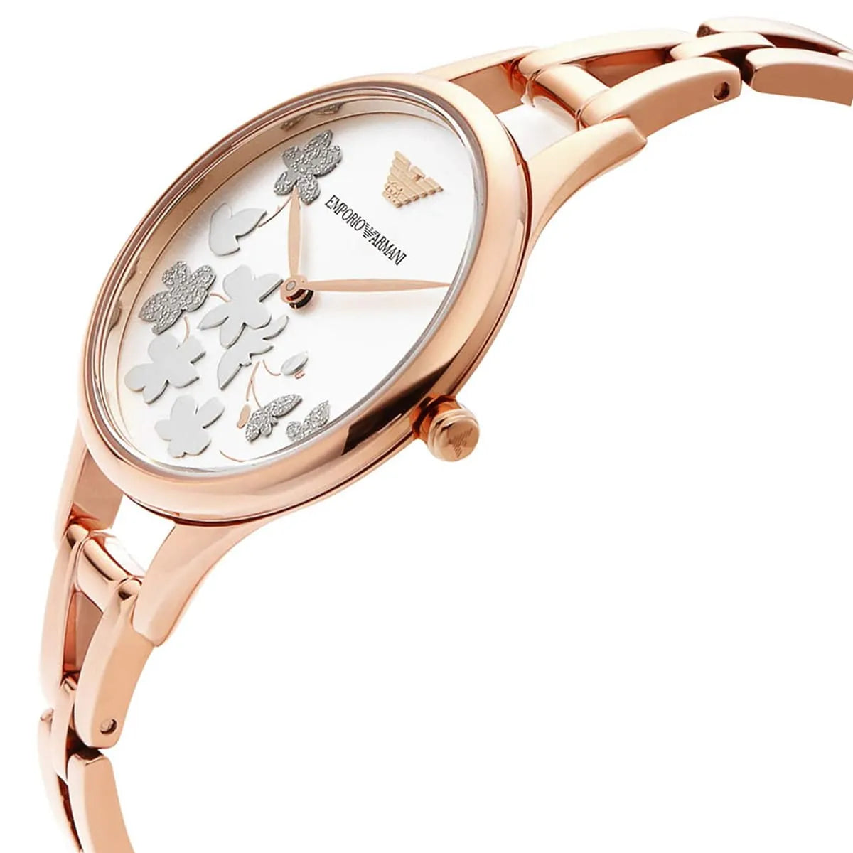 Emporio Armani Aurora Quartz Silver Dial Gold Steel Strap Women's Watch - AR11108