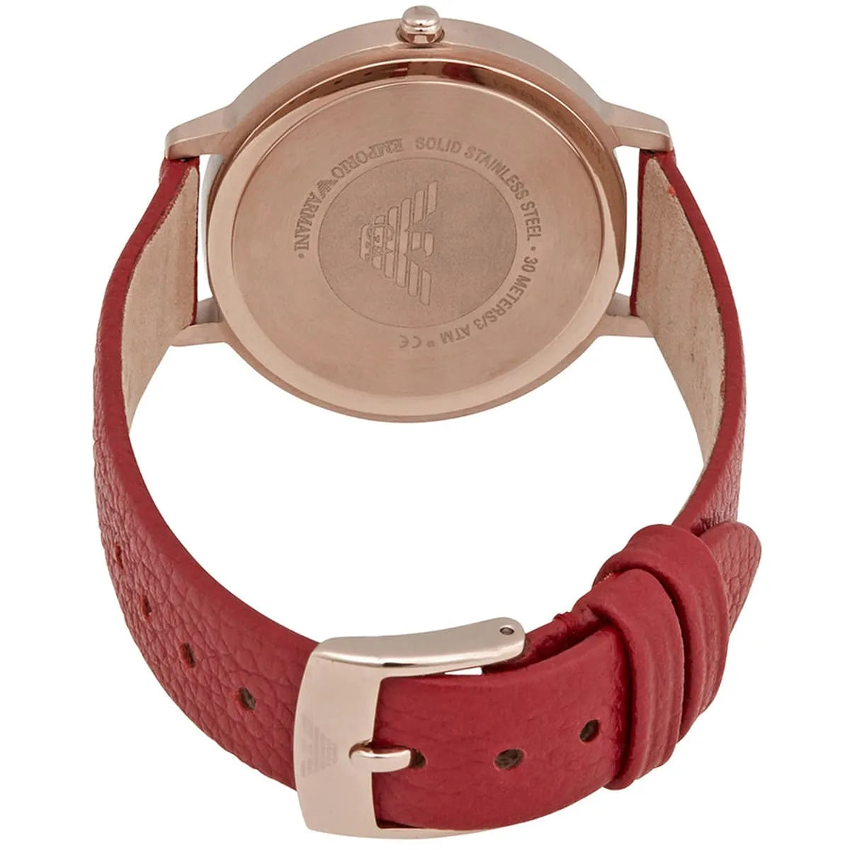 Emporio Armani Kappa Quartz White Dial Red Leather Strap Watch AR11114