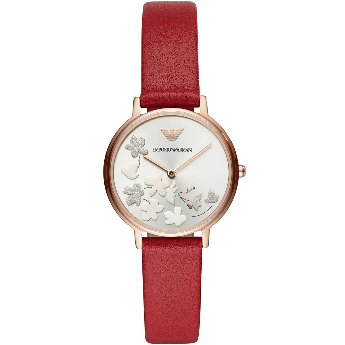 Emporio Armani Kappa Quartz White Dial Red Leather Strap Watch AR11114