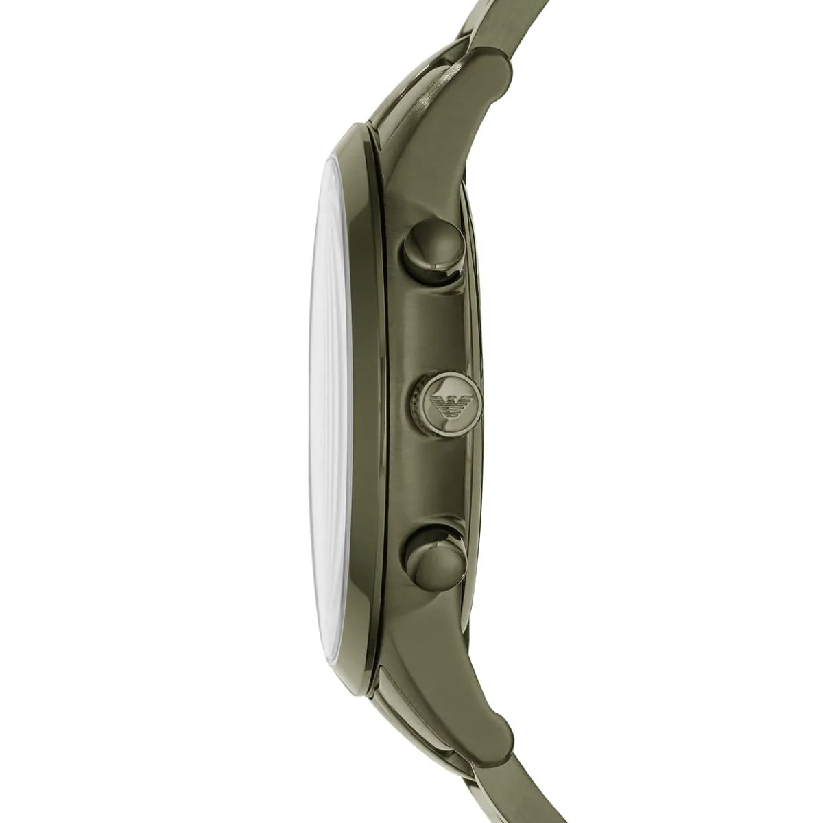 Emporio Armani AR11117 watch side profile showing case depth and pusher detail