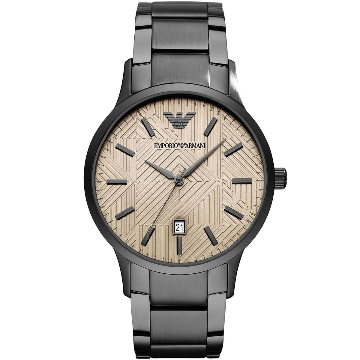 Emporio Armani AR11120 men's watch with beige dial and stainless steel case