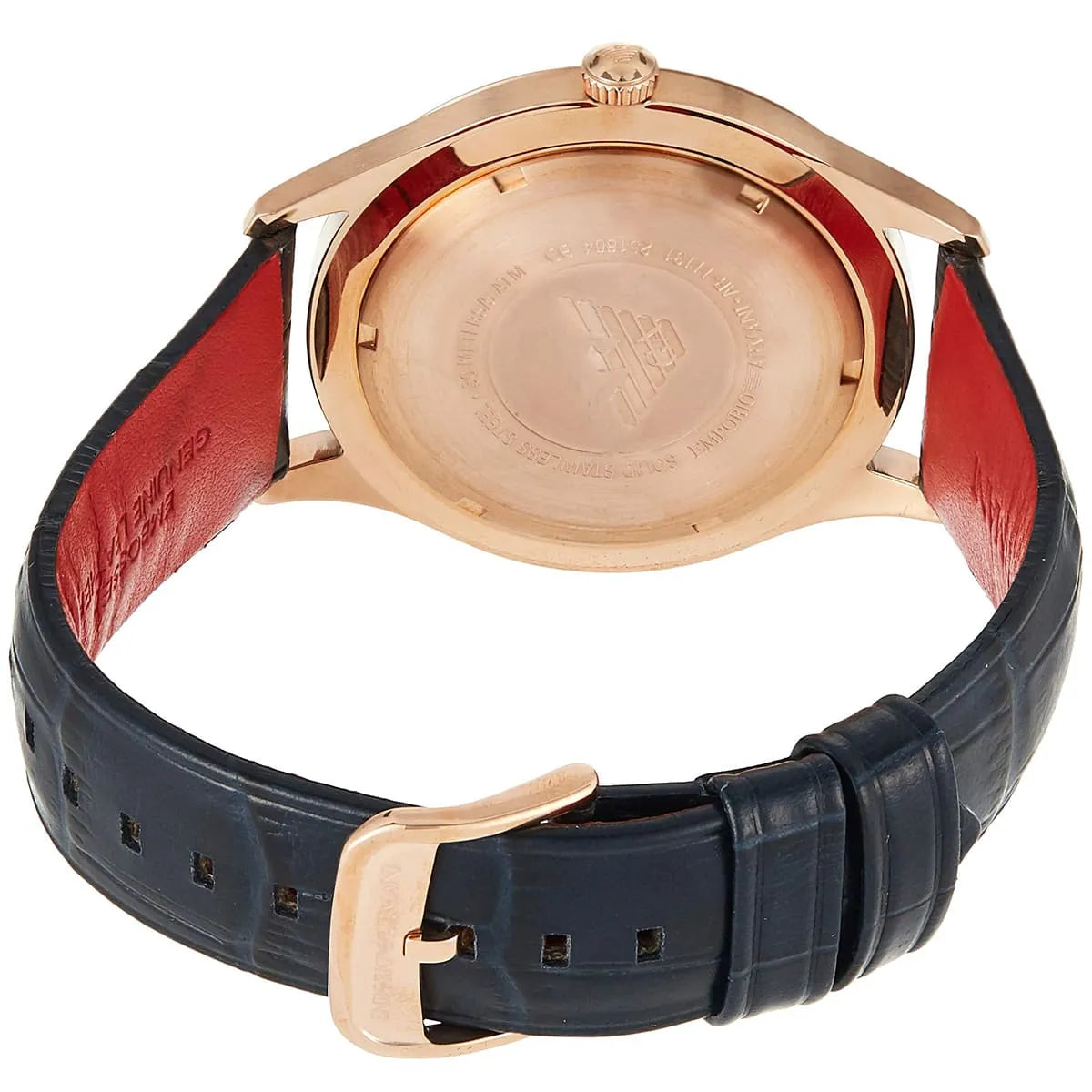 Emporio Armani Quartz Silver Dial Blue Leather Men's Watch AR11131