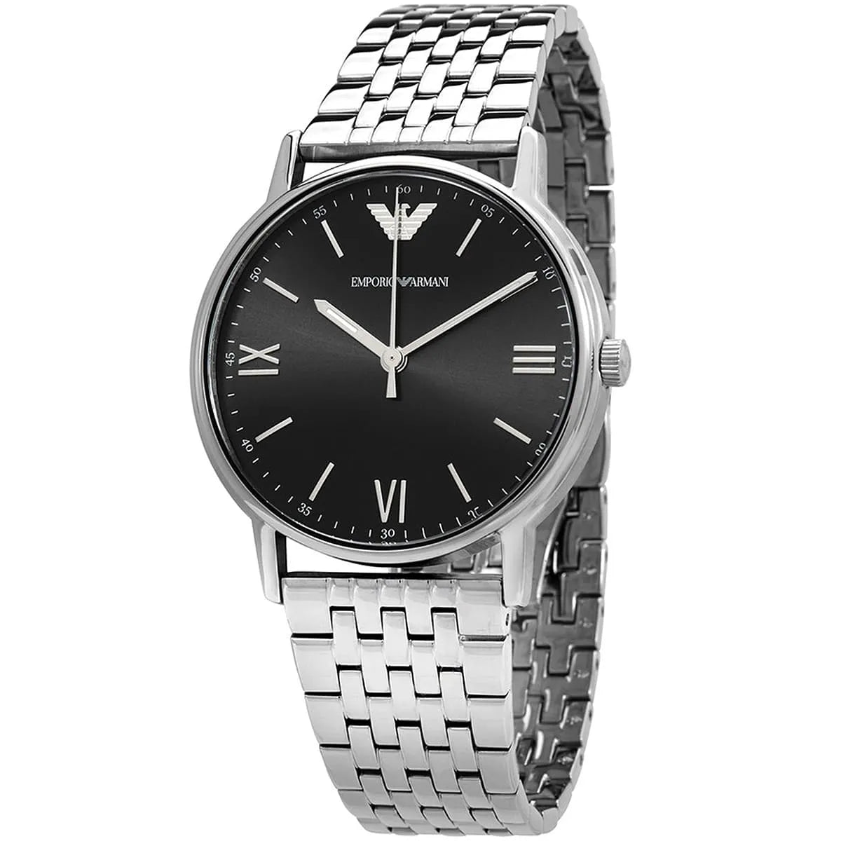 Emporio Armani Kappa Men's Black Dial Silver Bracelet Watch AR11152