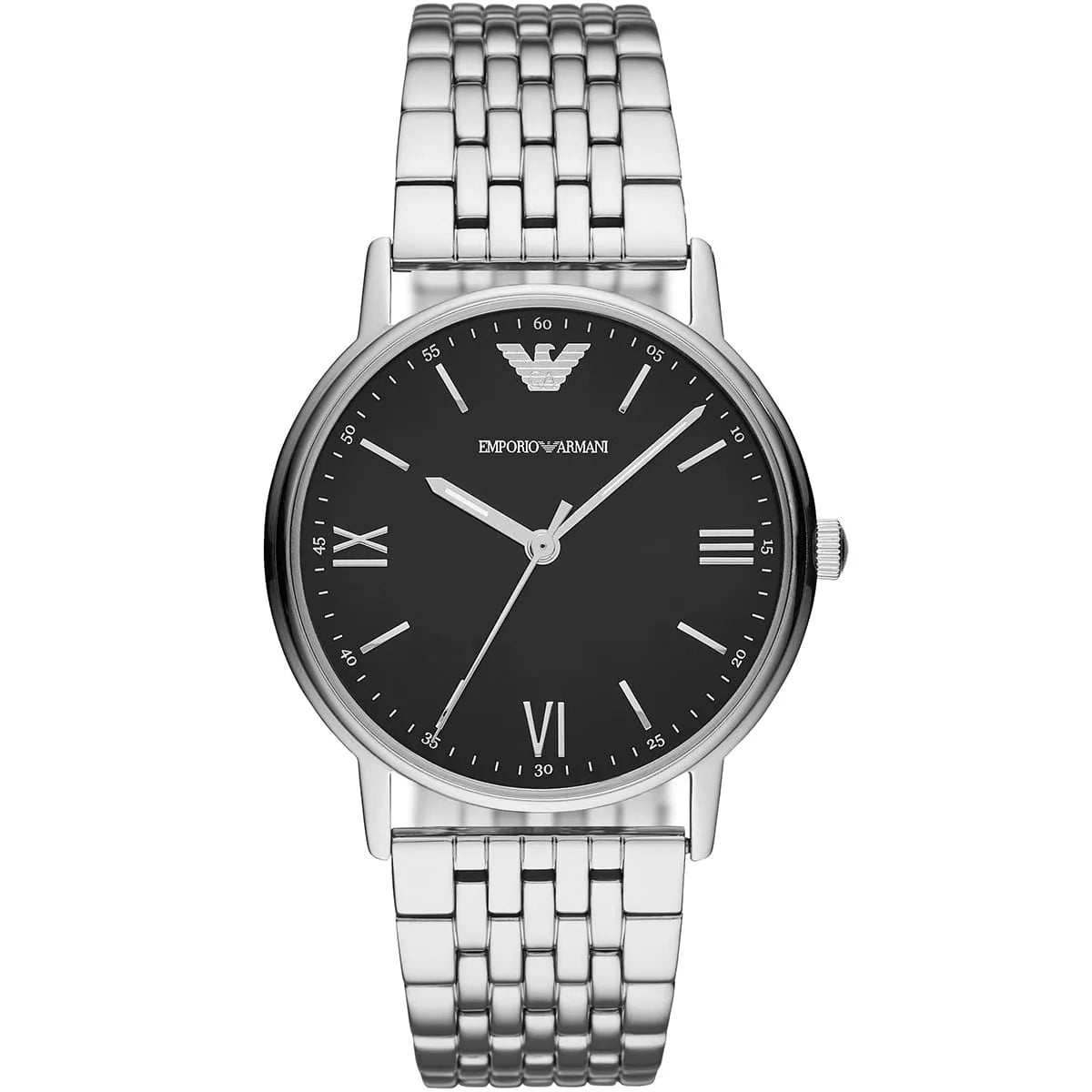 Emporio Armani Kappa Men's Black Dial Silver Bracelet Watch AR11152