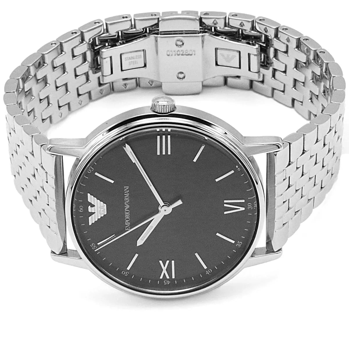 Emporio Armani Kappa Men's Black Dial Silver Bracelet Watch AR11152