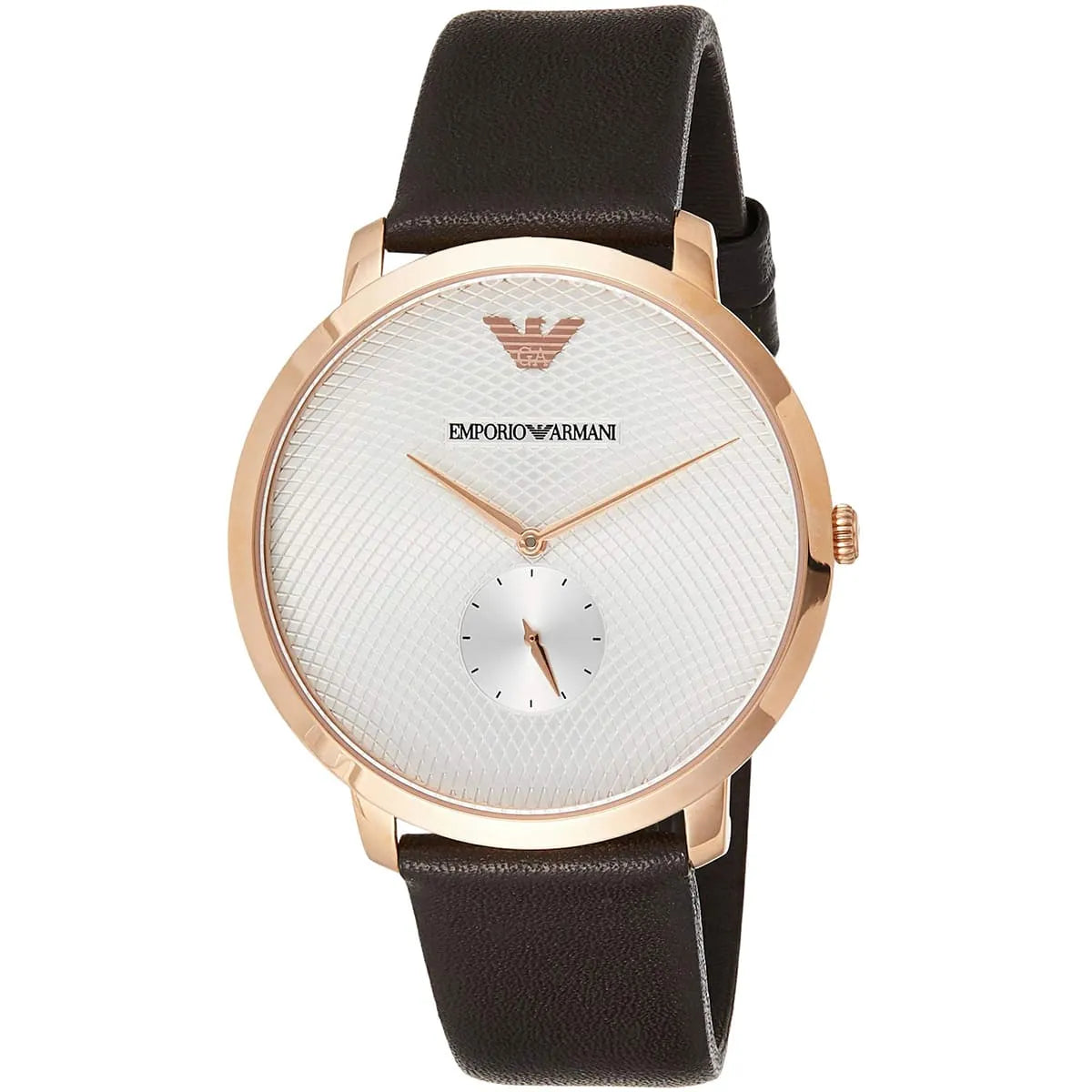 Emporio Armani Quartz Brown Leather Strap Silver Dial 42mm Men's Watch AR11163