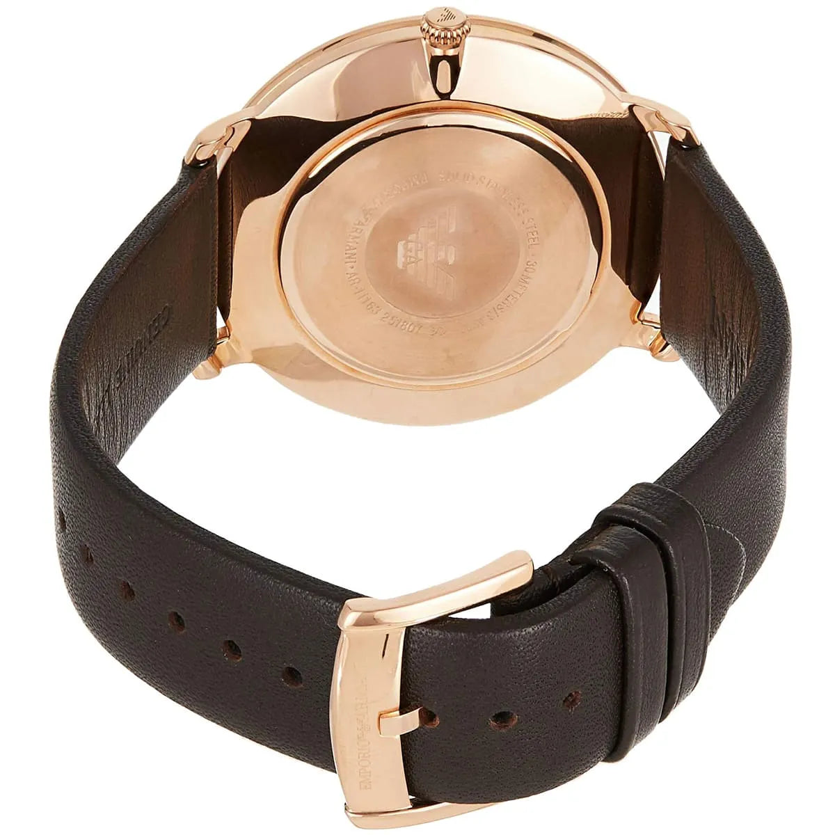 Emporio Armani Quartz Brown Leather Strap Silver Dial 42mm Men's Watch AR11163